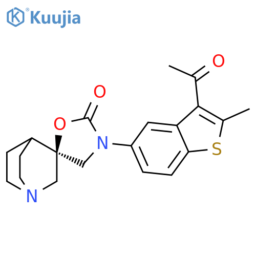 Spiro[1-azabicyclo[2.2.2]octane-3,5'-oxazolidin]-2'-one,3'-(3-acetyl-2-methylbenzo[b]thien-5-yl)-, (3R)- structure