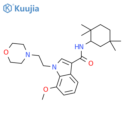 1H-Indole-3-carboxamide,7-methoxy-1-[2-(4-morpholinyl)ethyl]-N-(2,2,5,5-tetramethylcyclohexyl)- structure