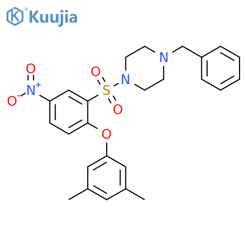 Piperazine,1-[[2-(3,5-dimethylphenoxy)-5-nitrophenyl]sulfonyl]-4-(phenylmethyl)- structure