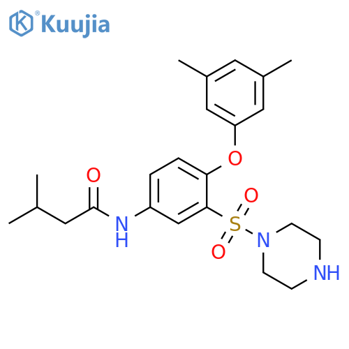 Butanamide,N-[4-(3,5-dimethylphenoxy)-3-(1-piperazinylsulfonyl)phenyl]-3-methyl- structure