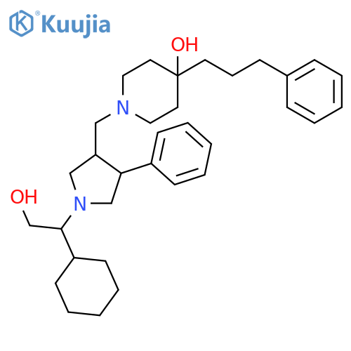 4-Piperidinol,1-[[(3S,4S)-1-[(1R)-1-cyclohexyl-2-hydroxyethyl]-4-phenyl-3-pyrrolidinyl]methyl]-4-(3-phenylpropyl)- structure