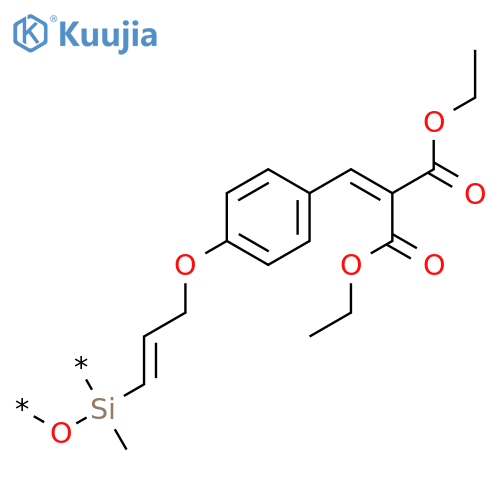 Poly[oxy[[3-[4-[3-ethoxy-2-(ethoxycarbonyl)-3-oxo-1-propenyl]phenoxy]-1-propenyl]methylsilylene]] structure