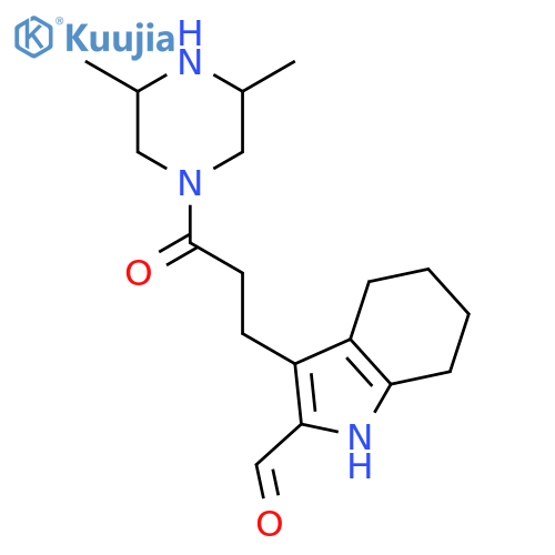 Piperazine,1-[3-(2-formyl-4,5,6,7-tetrahydro-1H-indol-3-yl)-1-oxopropyl]-3,5-dimethyl- structure