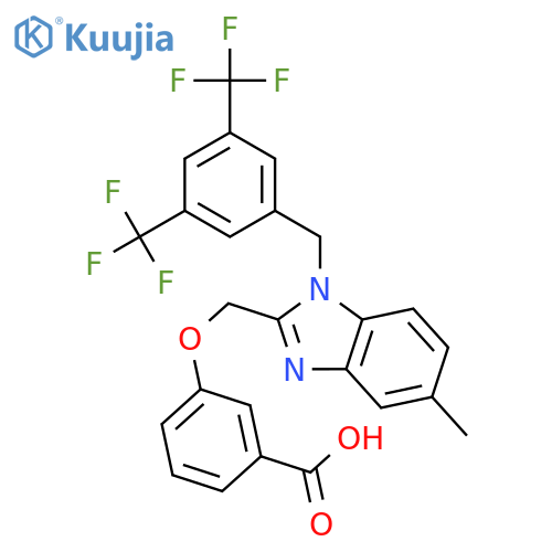 Benzoic acid,3-[[1-[[3,5-bis(trifluoromethyl)phenyl]methyl]-5-methyl-1H-benzimidazol-2-yl]methoxy]- structure