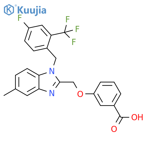 Benzoic acid,3-[[1-[[4-fluoro-2-(trifluoromethyl)phenyl]methyl]-5-methyl-1H-benzimidazol-2-yl]methoxy]- structure