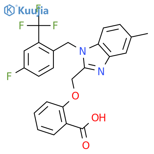 Benzoic acid,2-[[1-[[4-fluoro-2-(trifluoromethyl)phenyl]methyl]-5-methyl-1H-benzimidazol-2-yl]methoxy]- structure