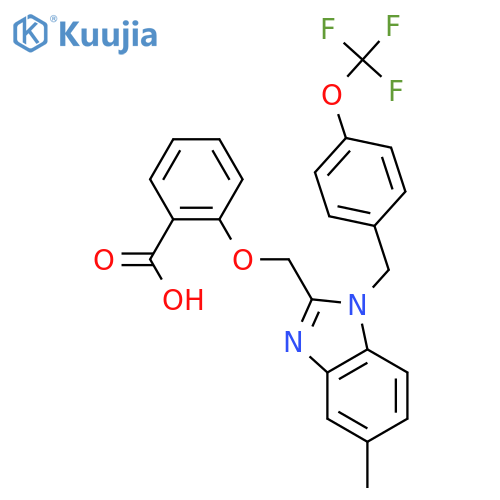 Benzoic acid,2-[[5-methyl-1-[[4-(trifluoromethoxy)phenyl]methyl]-1H-benzimidazol-2-yl]methoxy]- structure