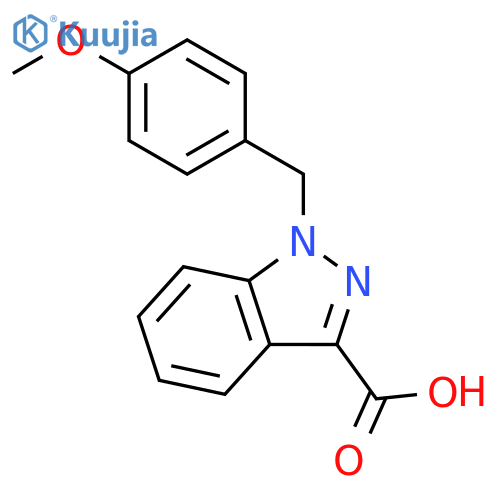 1-((4-methoxyphenyl)methyl)-1H-indazole-3-carboxylic acid structure