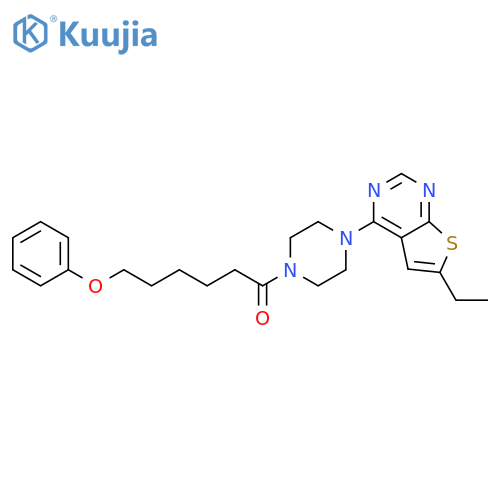 Piperazine,1-(6-ethylthieno[2,3-d]pyrimidin-4-yl)-4-(1-oxo-6-phenoxyhexyl)- structure