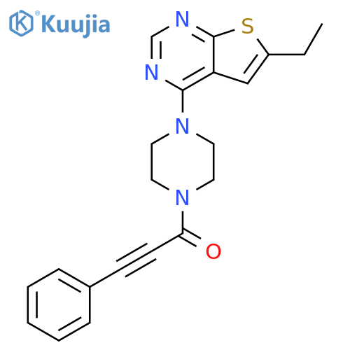 Piperazine,1-(6-ethylthieno[2,3-d]pyrimidin-4-yl)-4-(1-oxo-3-phenyl-2-propynyl)- structure