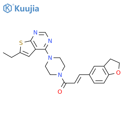 Piperazine,1-[3-(2,3-dihydro-5-benzofuranyl)-1-oxo-2-propenyl]-4-(6-ethylthieno[2,3-d]pyrimidin-4-yl)- structure