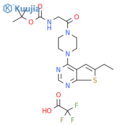 Carbamic acid,[2-[4-(6-ethylthieno[2,3-d]pyrimidin-4-yl)-1-piperazinyl]-2-oxoethyl]-,1,1-dimethylethyl ester, trifluoroacetate structure