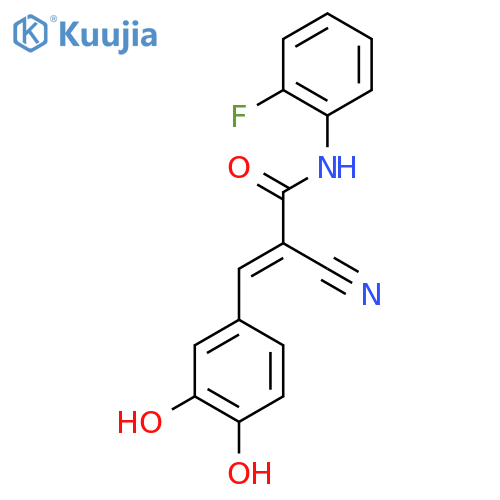 2-cyano-3-(3,4-dihydroxyphenyl)-N-(2-fluorophenyl)prop-2-enamide structure