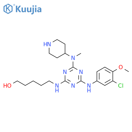 1-Pentanol,5-[[4-[(3-chloro-4-methoxyphenyl)amino]-6-(methyl-4-piperidinylamino)-1,3,5-triazin-2-yl]amino]- structure