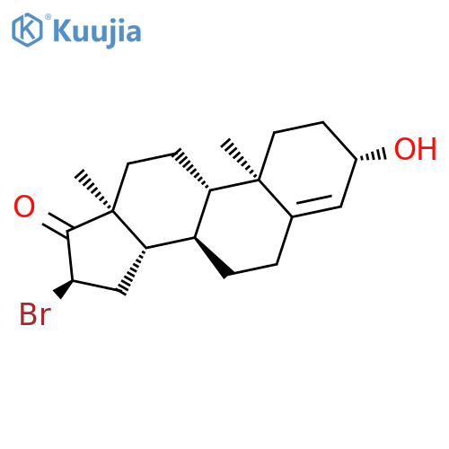 Androst-4-en-17-one, 16-bromo-3-hydroxy-, (3b,16a)- structure