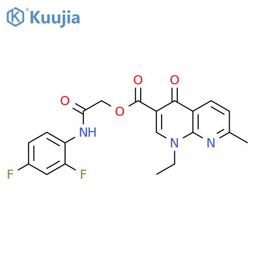 (2,4-difluorophenyl)carbamoylmethyl 1-ethyl-7-methyl-4-oxo-1,4-dihydro-1,8-naphthyridine-3-carboxylate structure