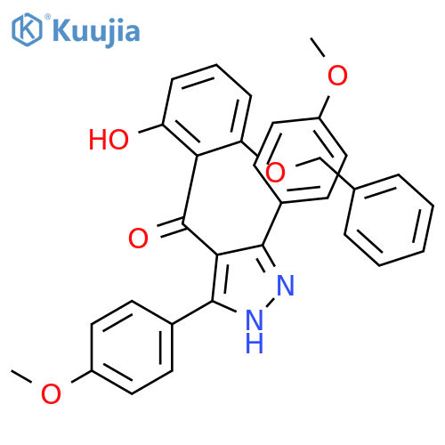 Methanone,[3,5-bis(4-methoxyphenyl)-1H-pyrazol-4-yl][2-hydroxy-6-(phenylmethoxy)phenyl]- structure