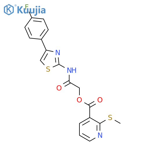 2-((4-(4-Fluorophenyl)thiazol-2-yl)amino)-2-oxoethyl 2-(methylthio)nicotinate structure
