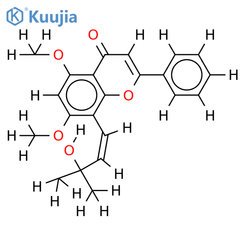 (S)-5,7-dimethoxy-8-(3-hydroxy-3-methylbut-1Z-enyl)flavone structure