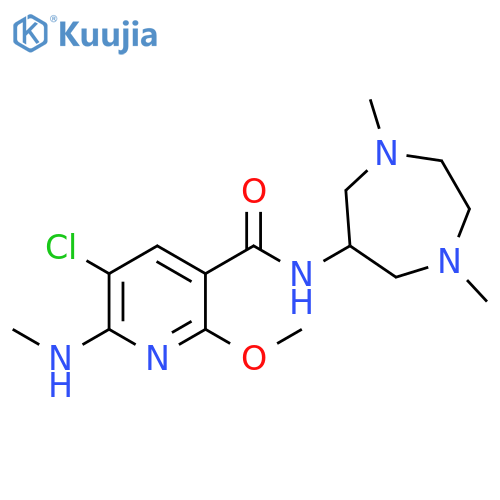 3-Pyridinecarboxamide,5-chloro-N-(hexahydro-1,4-dimethyl-1H-1,4-diazepin-6-yl)-2-methoxy-6-(methylamino)- structure