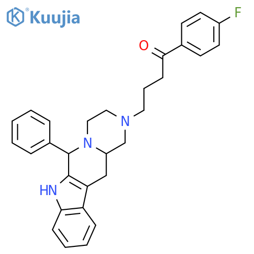 1-(4-fluorophenyl)-4-[(6S,12aS)-6-phenyl-3,4,6,7,12,12a-hexahydropyrazino[1',2':1,6]pyrido[3,4-b]indol-2(1H)-yl]butan-1-one structure