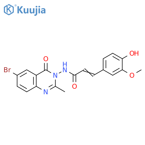 2-Propenamide,N-(6-bromo-2-methyl-4-oxo-3(4H)-quinazolinyl)-3-(4-hydroxy-3-methoxyphenyl)- structure