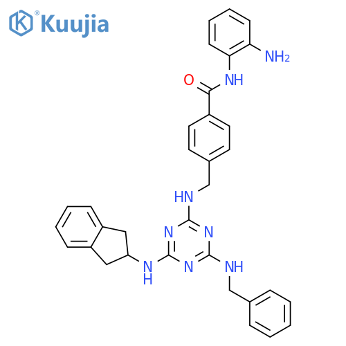 Benzamide,N-(2-aminophenyl)-4-[[[4-[(2,3-dihydro-1H-inden-2-yl)amino]-6-[(phenylmethyl)amino]-1,3,5-triazin-2-yl]amino]methyl]- structure