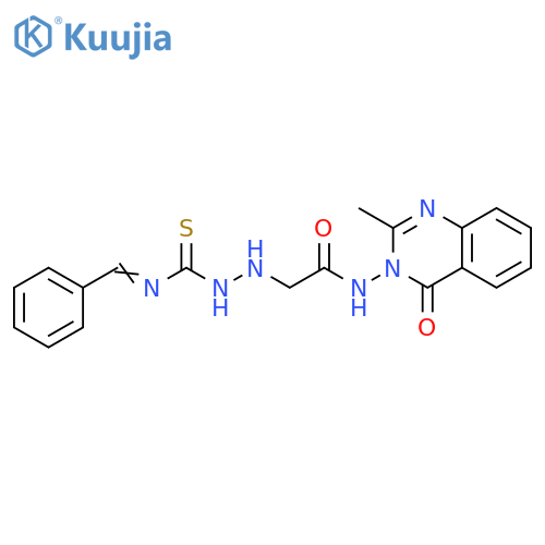 Acetamide,N-(2-methyl-4-oxo-3(4H)-quinazolinyl)-2-[2-[[(phenylmethylene)amino]thioxomethyl]hydrazino]- structure