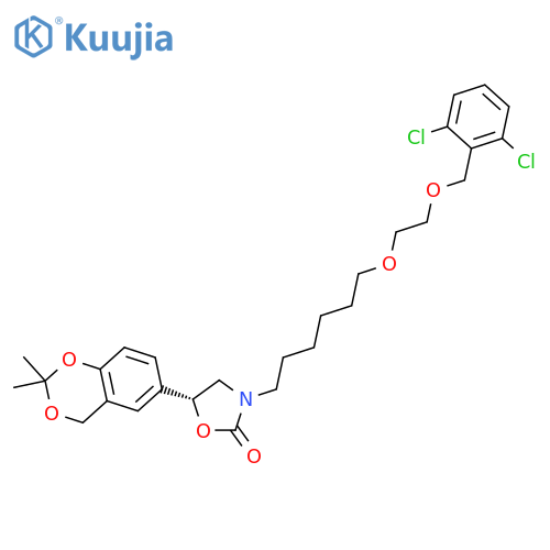 (R)-3-6-2-(2,6-Dichlorobenzyloxy)ethoxyhexyl-5-(2,2-dimethyl-4H-benzo1,3dioxin-6-yl)oxazolidin-2-one structure