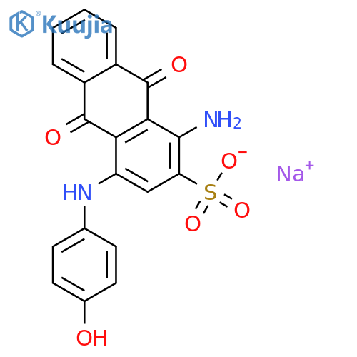 2-Anthracenesulfonicacid, 1-amino-9,10-dihydro-4-[(4-hydroxyphenyl)amino]-9,10-dioxo-, sodium salt(1:1) structure