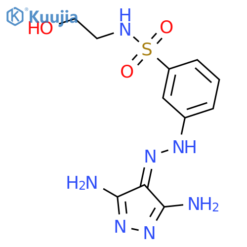 Benzenesulfonamide,3-[(3,5-diamino-4H-pyrazol-4-ylidene)hydrazino]-N-(2-hydroxyethyl)- structure