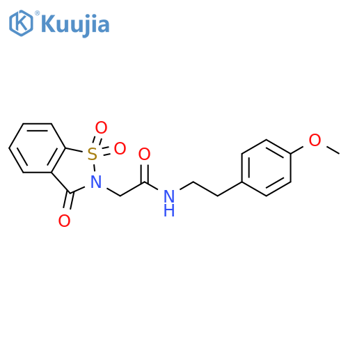 N-2-(4-methoxyphenyl)ethyl-2-(1,1,3-trioxo-2,3-dihydro-1lambda6,2-benzothiazol-2-yl)acetamide structure