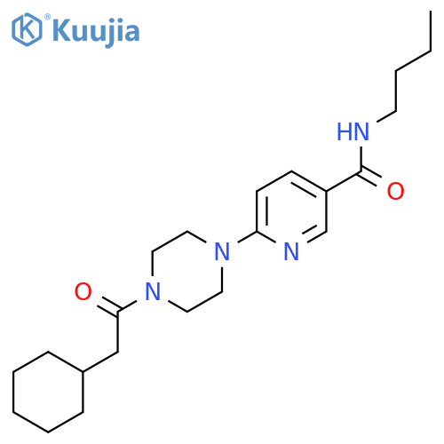 3-Pyridinecarboxamide, N-butyl-6-[4-(cyclohexylacetyl)-1-piperazinyl]- structure