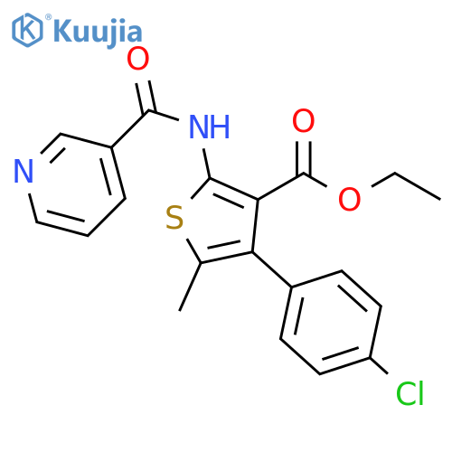ethyl 4-(4-chlorophenyl)-5-methyl-2-(pyridine-3-amido)thiophene-3-carboxylate structure