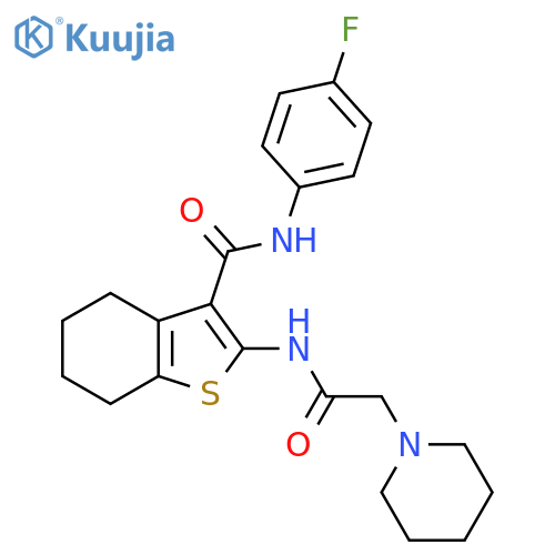 N-(4-fluorophenyl)-2-2-(piperidin-1-yl)acetamido-4,5,6,7-tetrahydro-1-benzothiophene-3-carboxamide structure