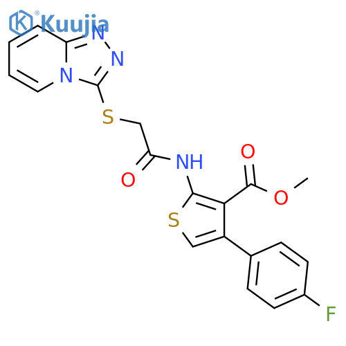 methyl 4-(4-fluorophenyl)-2-(2-{[1,2,4]triazolo[4,3-a]pyridin-3-ylsulfanyl}acetamido)thiophene-3-carboxylate structure