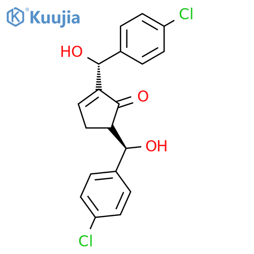 2-Cyclopenten-1-one, 2,5-bis[(R)-(4-chlorophenyl)hydroxymethyl]-, rel- structure