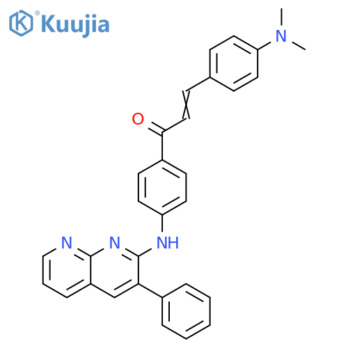 2-Propen-1-one,3-[4-(dimethylamino)phenyl]-1-[4-[(3-phenyl-1,8-naphthyridin-2-yl)amino]phenyl]- structure