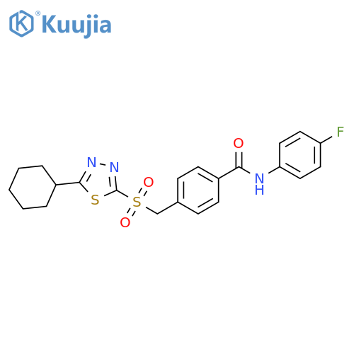 Benzamide,4-[[(5-cyclohexyl-1,3,4-thiadiazol-2-yl)sulfonyl]methyl]-N-(4-fluorophenyl)- structure