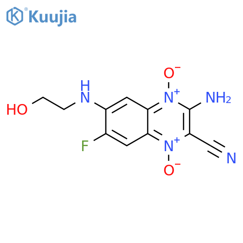 2-Quinoxalinecarbonitrile,3-amino-7-fluoro-6-[(2-hydroxyethyl)amino]-,1,4-dioxide(9CI) structure