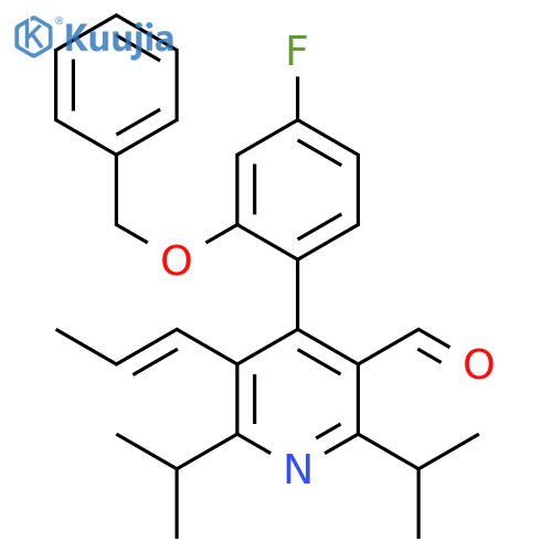 3-Pyridinecarboxaldehyde, 4-[4-fluoro-2-(phenylmethoxy)phenyl]-2,6-bis(1-methylethyl)-5-(1-propen-1-yl)- structure
