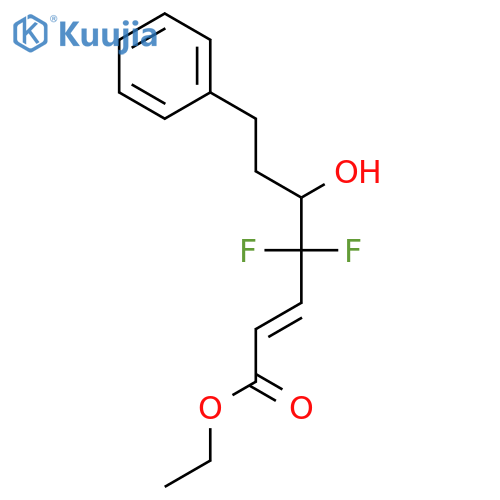 2-HEPTENOIC ACID, 4,4-DIFLUORO-5-HYDROXY-7-PHENYL-, ETHYL ESTER, (2E)- structure