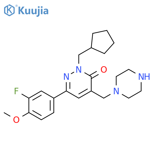 3(2H)-Pyridazinone,2-(cyclopentylmethyl)-6-(3-fluoro-4-methoxyphenyl)-4-(1-piperazinylmethyl)- structure