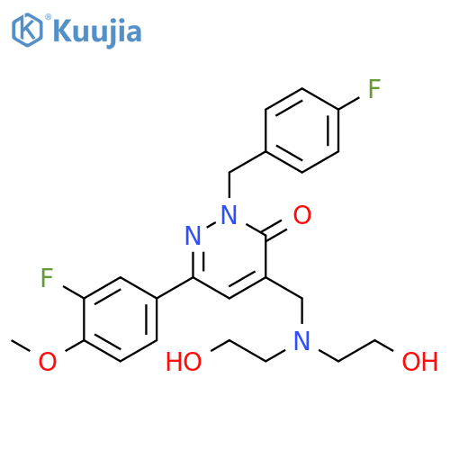 3(2H)-Pyridazinone,4-[[bis(2-hydroxyethyl)amino]methyl]-6-(3-fluoro-4-methoxyphenyl)-2-[(4-fluorophenyl)methyl]- structure