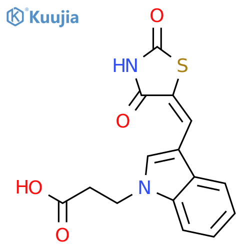1H-Indole-1-propanoic acid, 3-[(2,4-dioxo-5-thiazolidinylidene)methyl]- structure