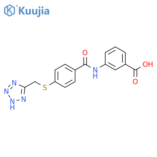Benzoic acid, 3-[[4-[(1H-tetrazol-5-ylmethyl)thio]benzoyl]amino]- structure