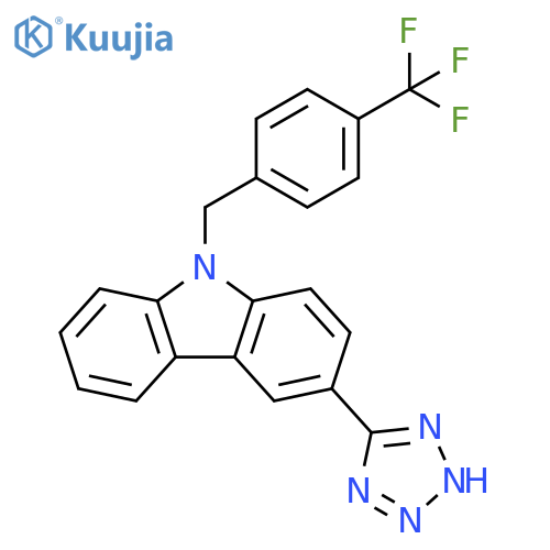 9H-Carbazole, 3-(1H-tetrazol-5-yl)-9-[[4-(trifluoromethyl)phenyl]methyl]- structure