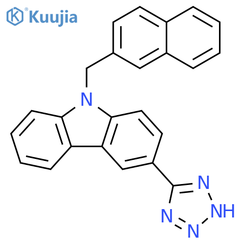9H-Carbazole, 9-(2-naphthalenylmethyl)-3-(1H-tetrazol-5-yl)- structure