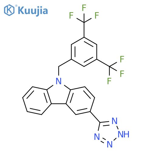 9H-Carbazole,9-[[3,5-bis(trifluoromethyl)phenyl]methyl]-3-(1H-tetrazol-5-yl)- structure