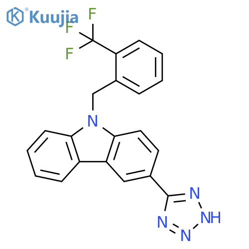 9H-Carbazole, 3-(1H-tetrazol-5-yl)-9-[[2-(trifluoromethyl)phenyl]methyl]- structure